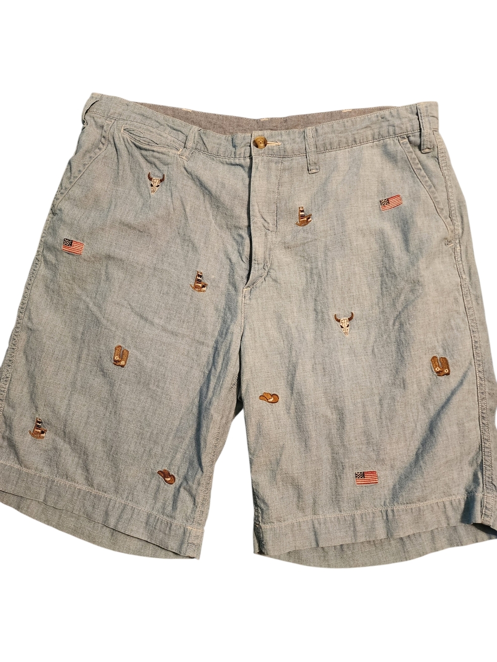Chaps Light Blue Embroidered Cotton Men’s Shorts